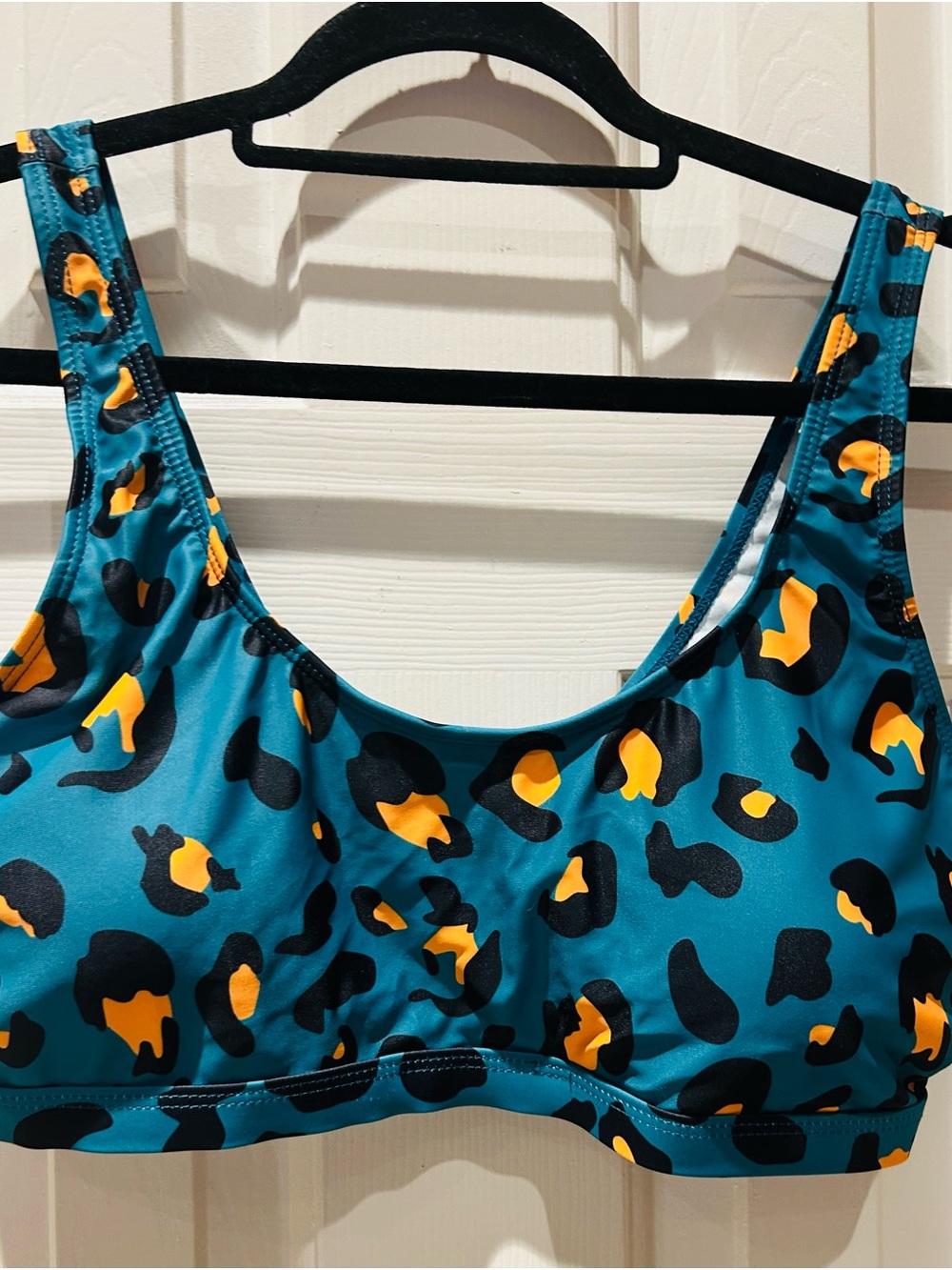 SHEIN Teal Leopard Print Bikini 2 piece size 18w with Yellow Accents